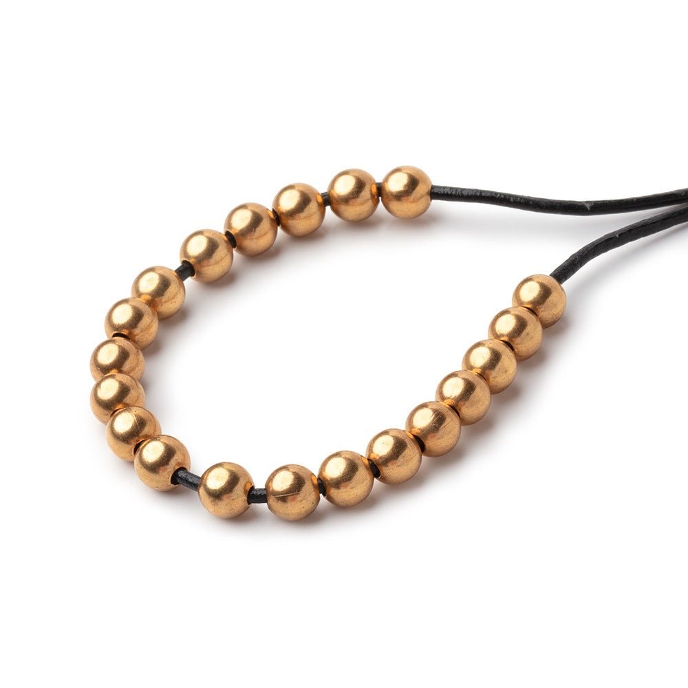 5mm Brass Plain Large Hole Rounds Set of 20 beads - Beadsofcambay.com
