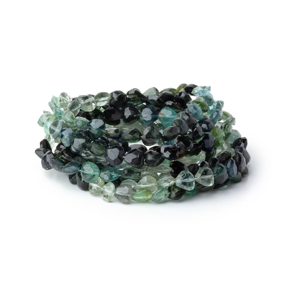 5mm Indicolite & Green Tourmaline Faceted Heart Beads 16 inch 78 pieces - Beadsofcambay.com