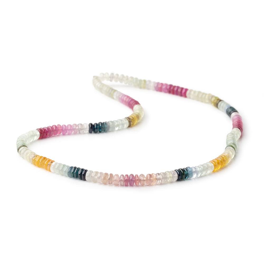 5mm Multi Color Madagascar Sapphire Plain Rondelle 16 inch 172 Beads AA - Beadsofcambay.com