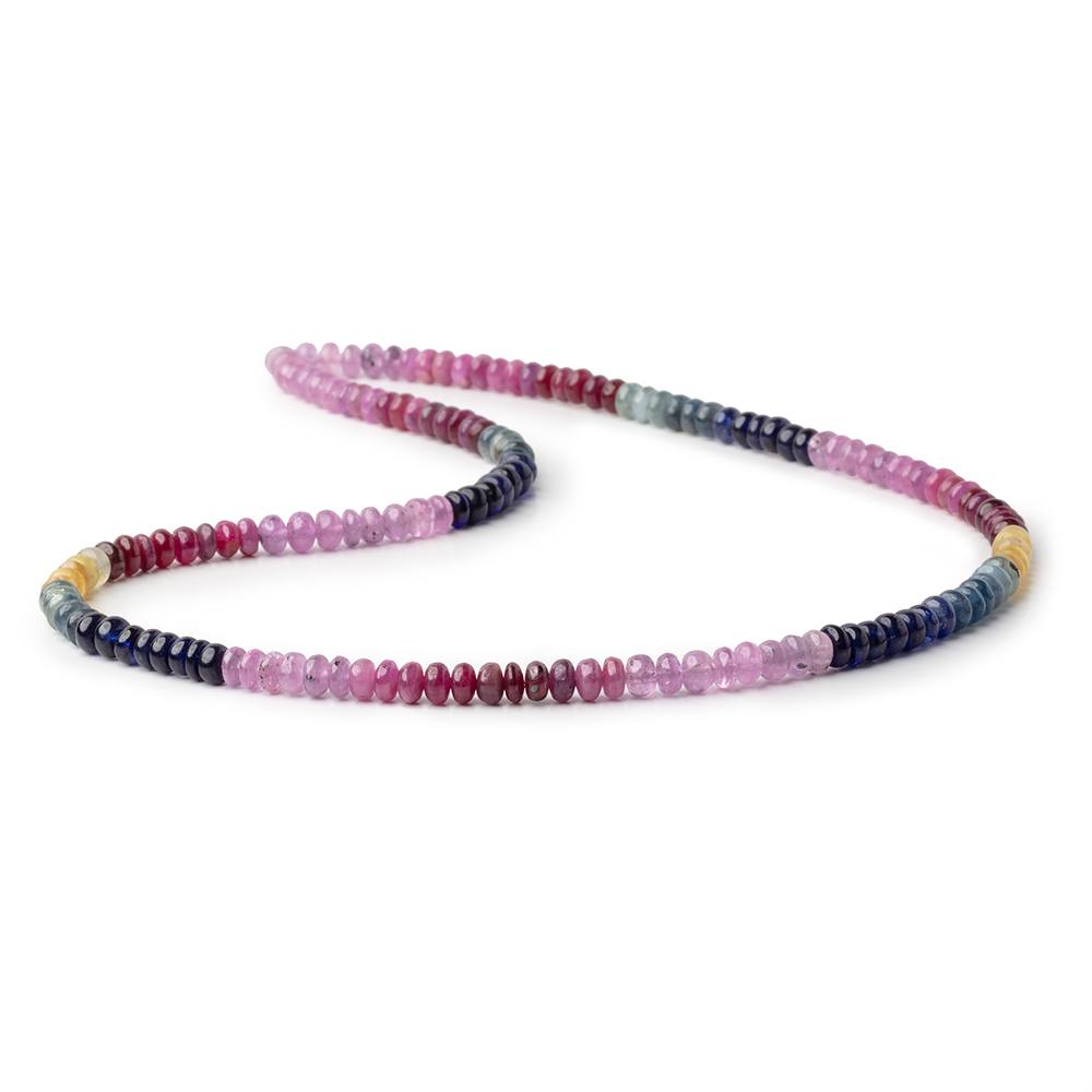 5mm Multi Color Sapphire Plain Rondelle Beads 18 inch 151 pieces AA - Beadsofcambay.com