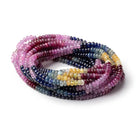 5mm Multi Color Sapphire Plain Rondelle Beads 18 inch 151 pieces AA - Beadsofcambay.com