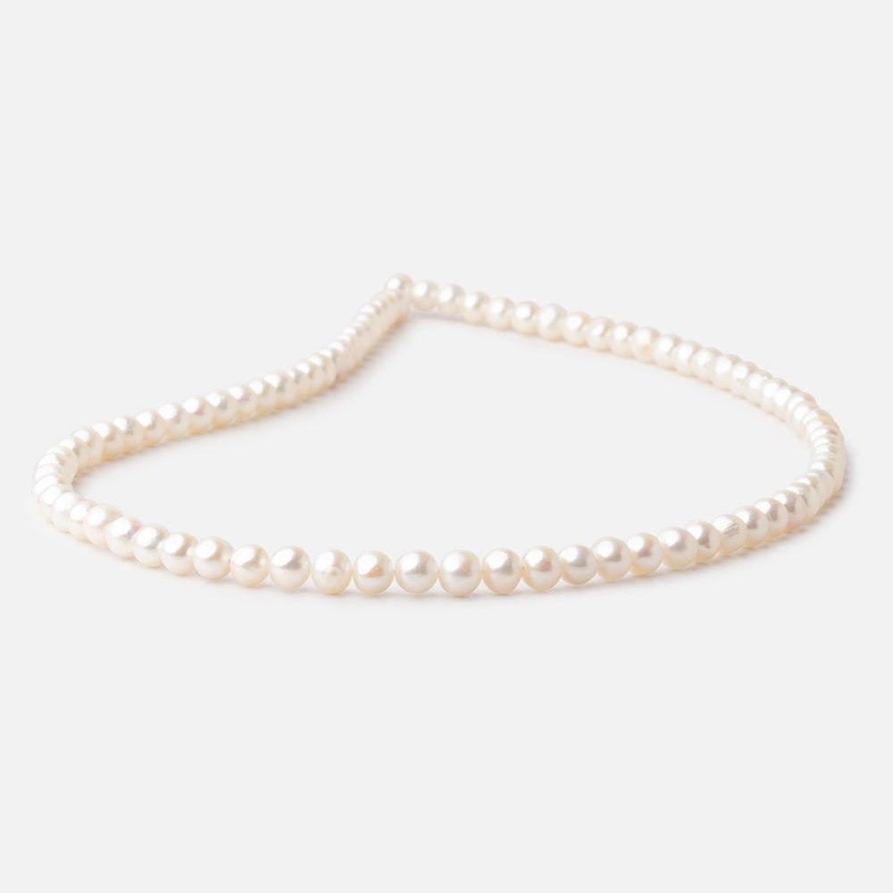 5mm Off White Side Drilled Off Round Freshwater Pearls 15.5 inch 85 Beads A - Beadsofcambay.com