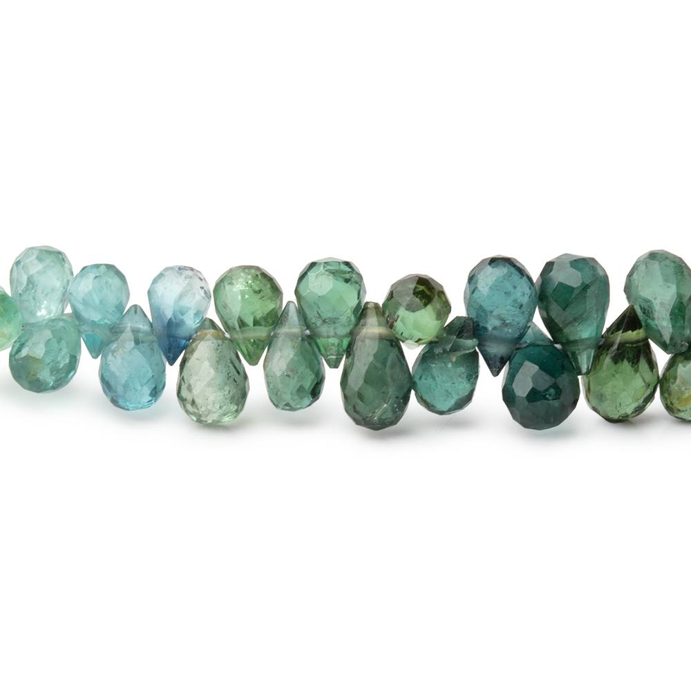 5x3 - 6x4mm Indicolite & Green Tourmaline Faceted Tear Drop 16 inch 187 Beads AA - Beadsofcambay.com