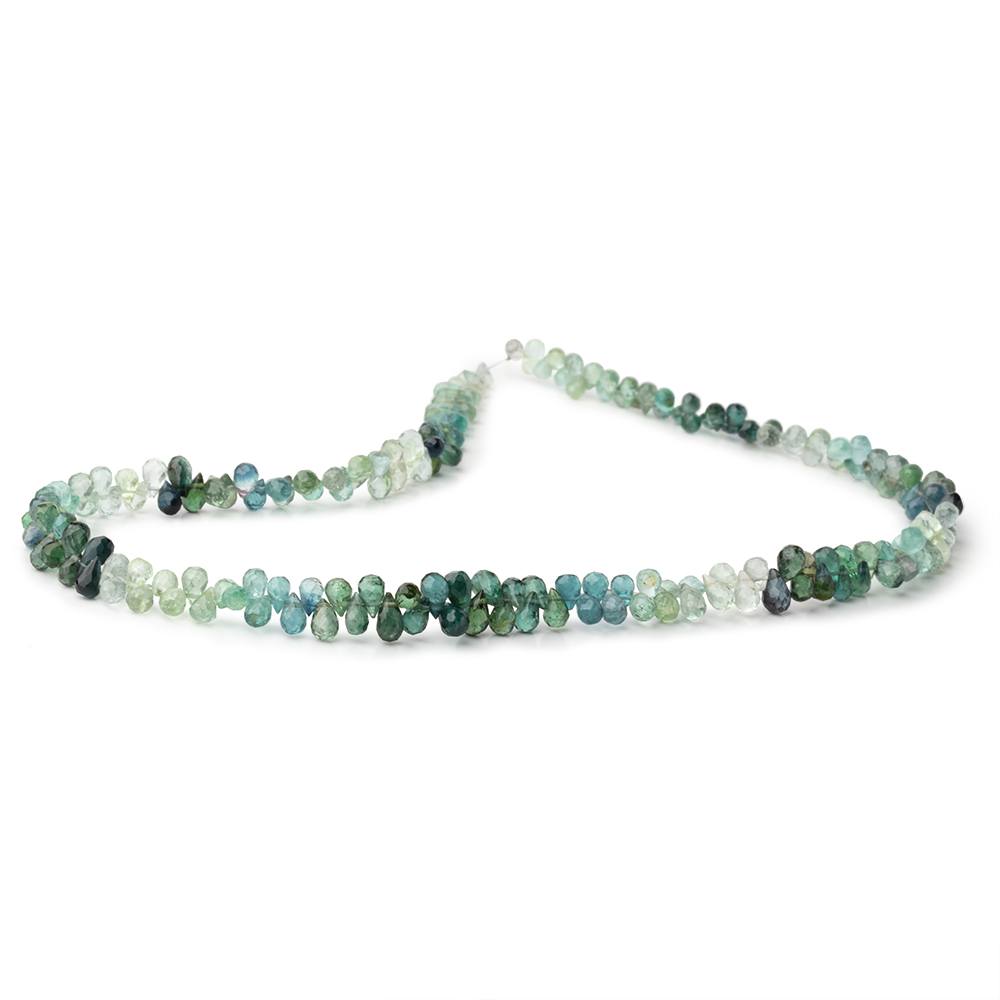 5x3 - 6x4mm Indicolite & Green Tourmaline Faceted Tear Drop 16 inch 187 Beads AA - Beadsofcambay.com