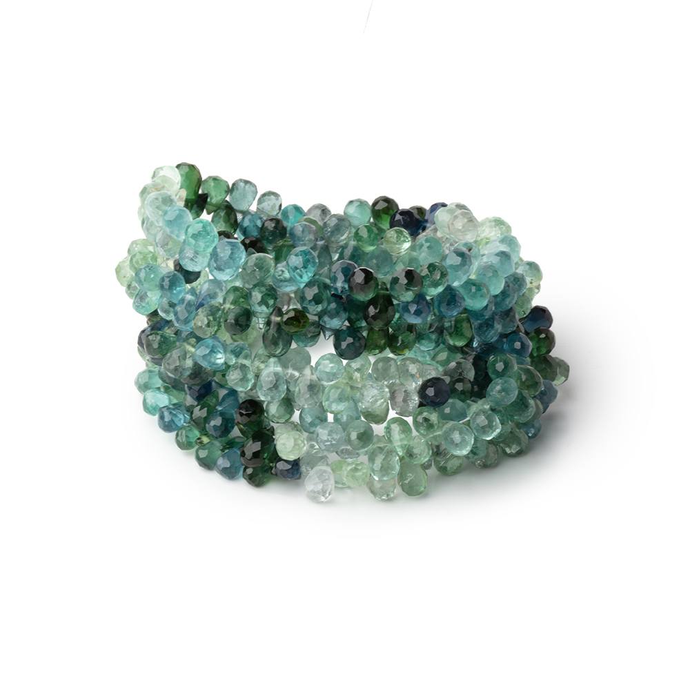 5x3 - 6x4mm Indicolite & Green Tourmaline Faceted Tear Drop 16 inch 187 Beads AA - Beadsofcambay.com