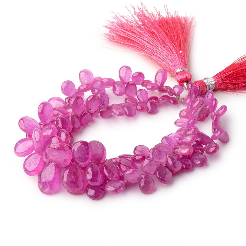 5x4 - 13x9mm Pink Sapphire Plain Pear Beads Set of 2 Strands AAA - Beadsofcambay.com
