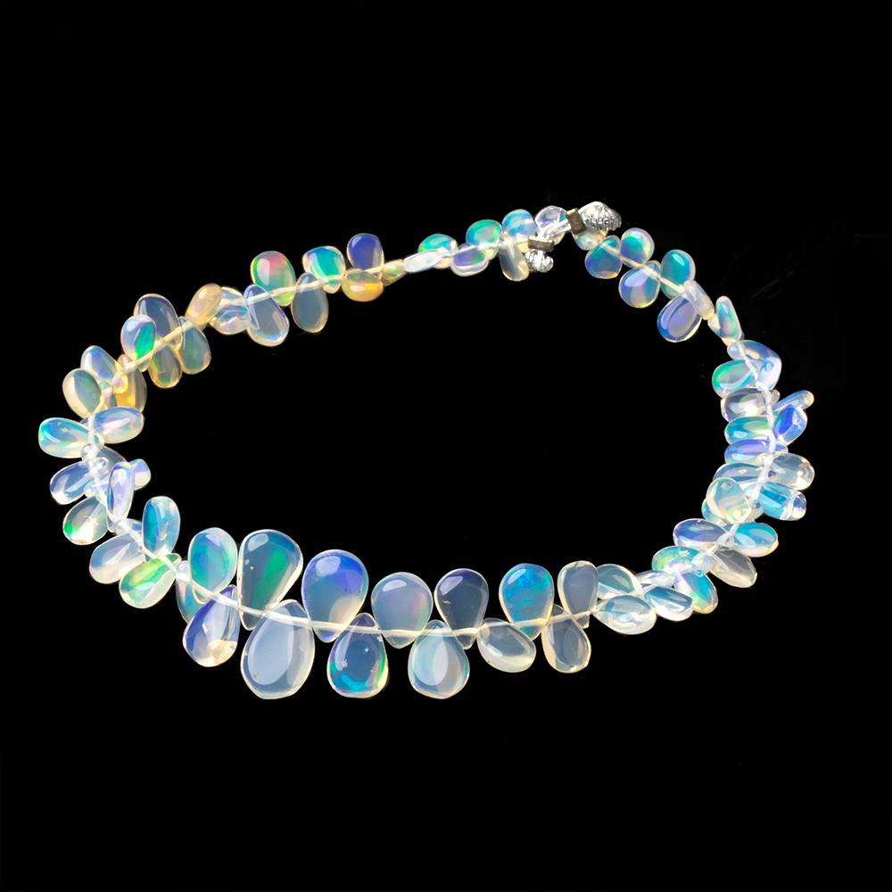 5x4-8x6mm Ethiopian Opal Plain Pear Beads 8 inch 74 pieces - Beadsofcambay.com