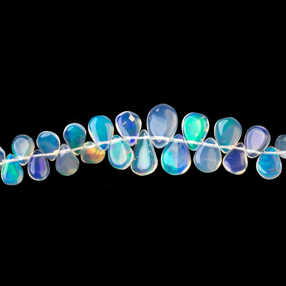 5x4-8x6mm Ethiopian Opal Plain Pear Beads 8 inch 74 pieces - Beadsofcambay.com