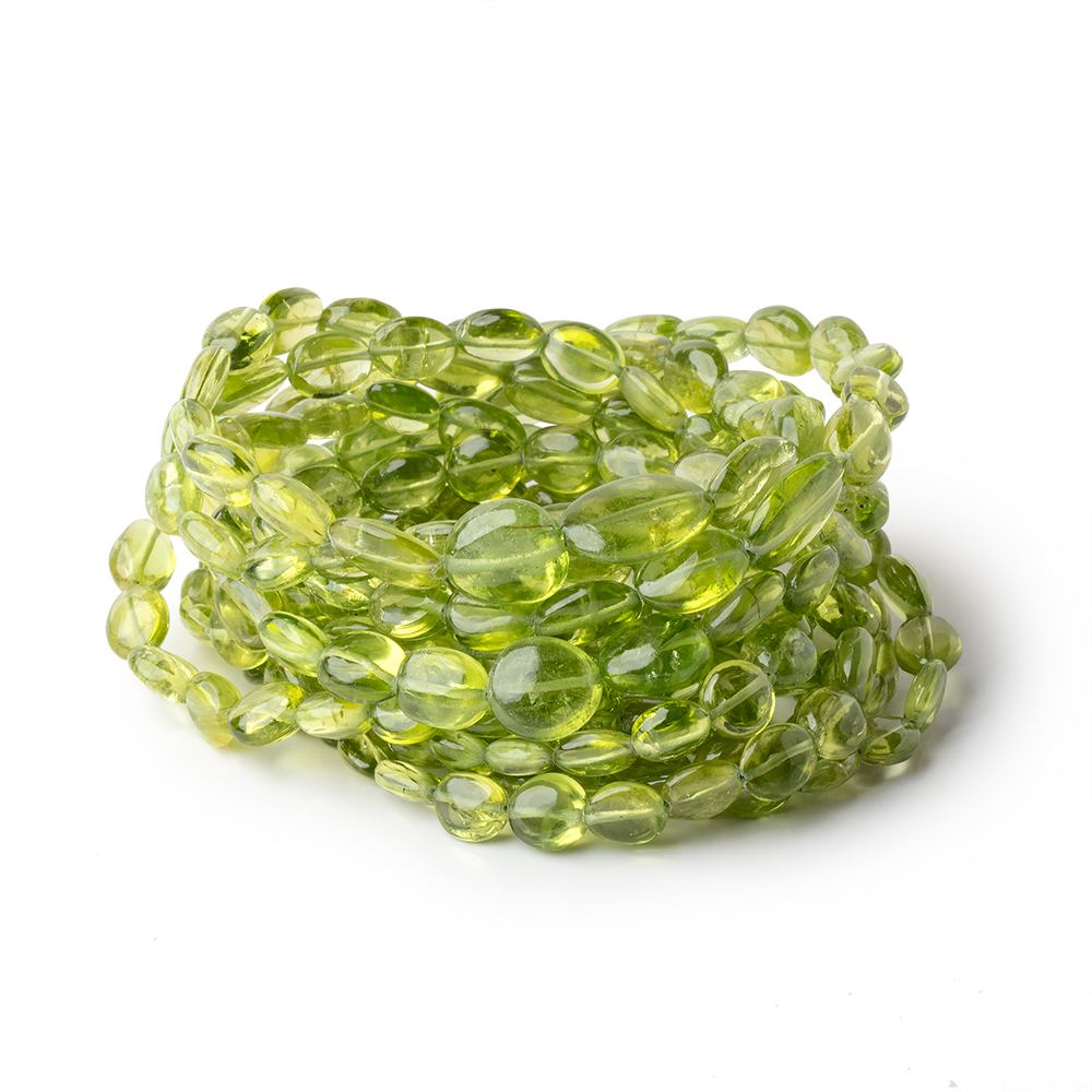 5x4-9x7mm Peridot Plain Oval Beads 16 inch 55 pieces - Beadsofcambay.com