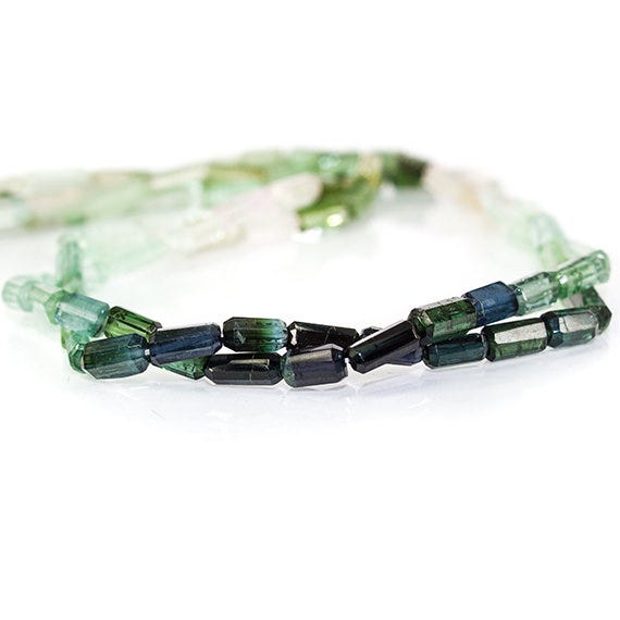 6 - 11mm Green, Blue, & Pink Tourmaline Natural Crystal Beads 16 inch 46 pieces - Beadsofcambay.com