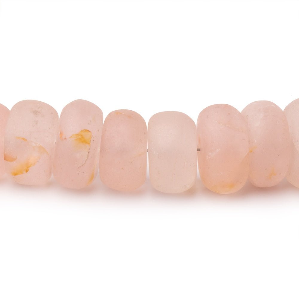 6 - 11mm Matte Morganite Plain Rondelle Beads 16 inch 78 pieces - Beadsofcambay.com