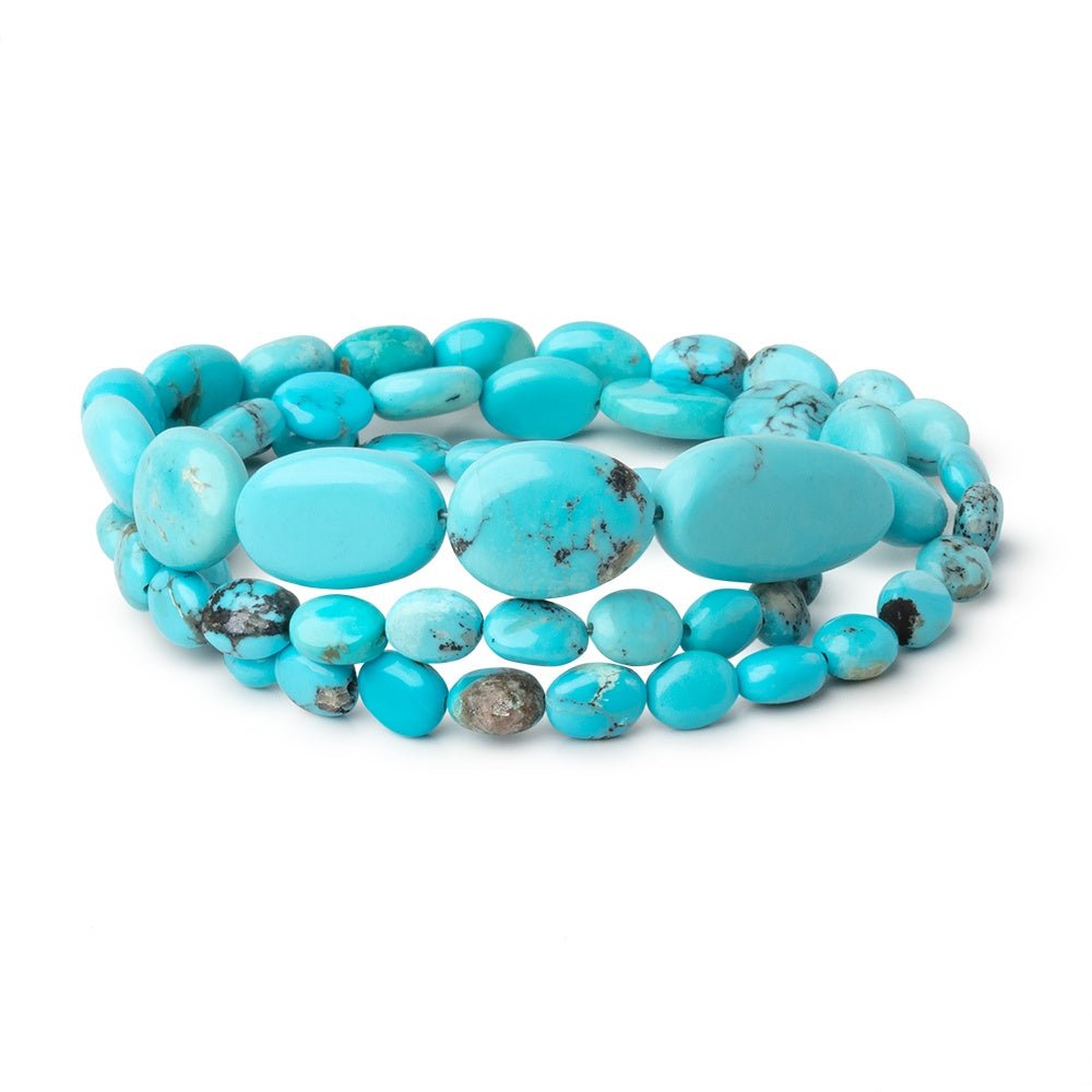 6-20mm Turquoise Plain Oval Beads 18 inch 60 pieces - Beadsofcambay.com