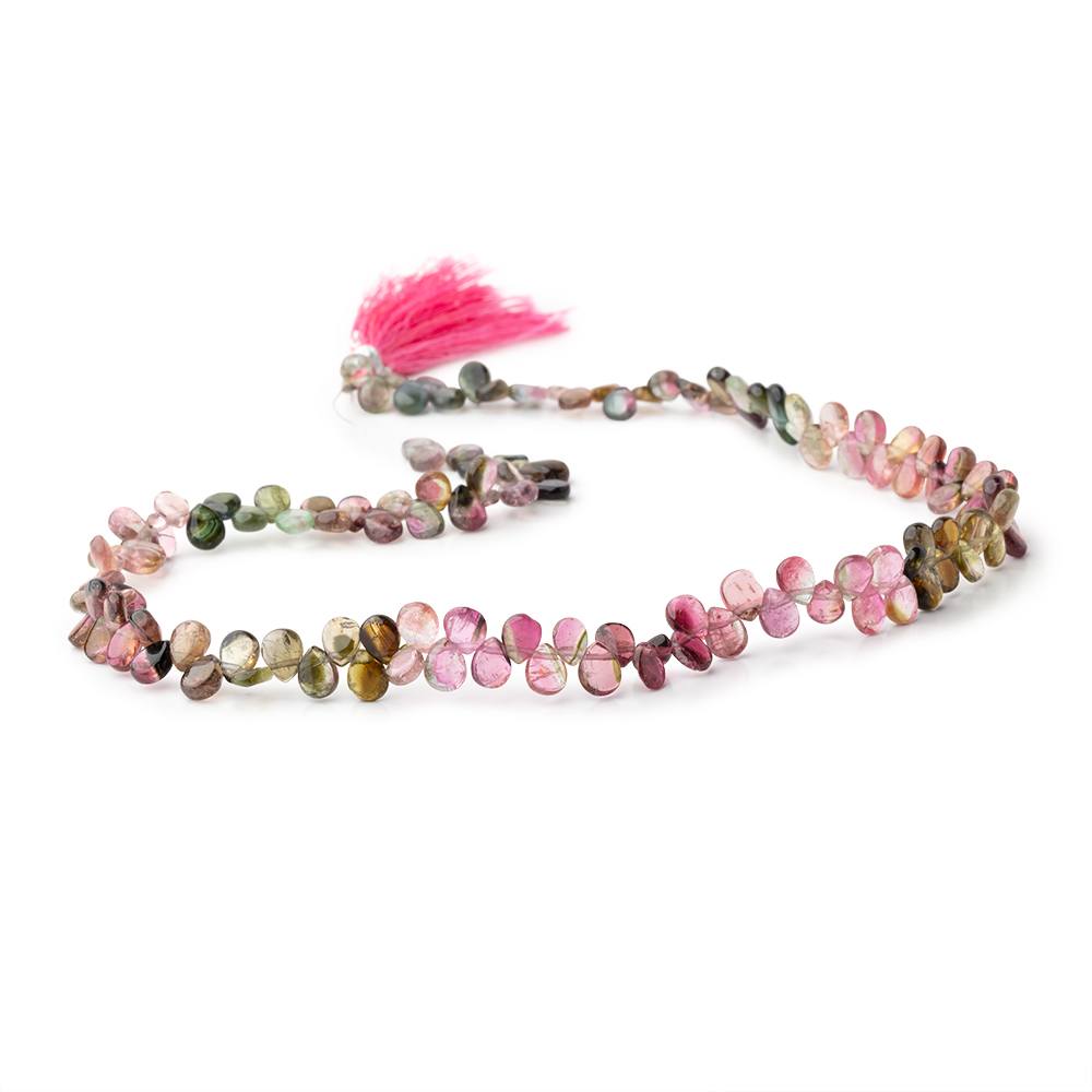 6-6.5mm Multi Color Tourmaline Plain Pear Beads 16 inch 125 pieces - Beadsofcambay.com