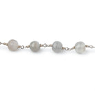6 - 6.5mm Platinum Moonstone Faceted Rounds on .925 Silver Chain - Beadsofcambay.com