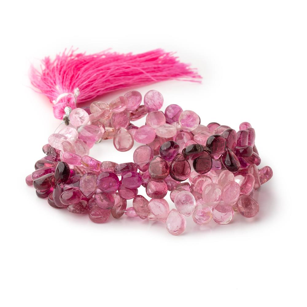 6-6.5mm Shaded Pink Tourmaline Plain Pear Beads 17 inch 140 pieces - Beadsofcambay.com