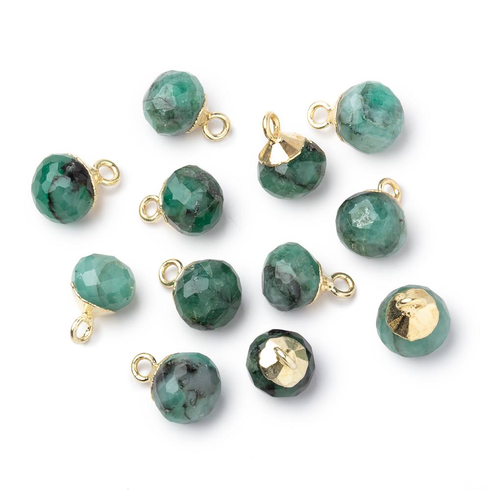 6-7.5mm Gold Leafed Emerald Faceted Candy Kiss Focal 1 piece - Beadsofcambay.com