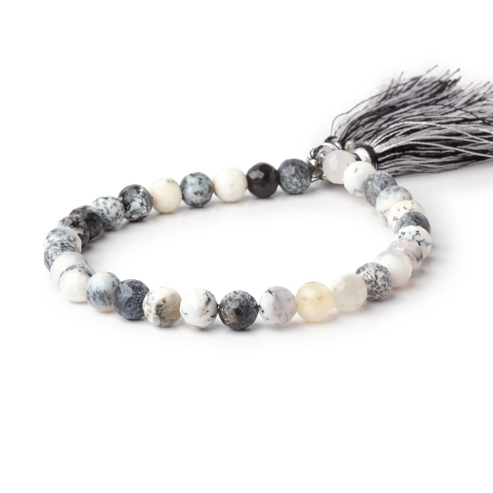 6 - 7mm Dendritic Opal Faceted Round Beads 8 inch 29 pieces - Beadsofcambay.com
