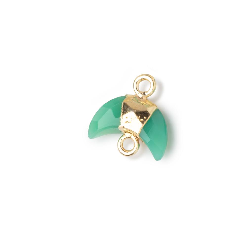 6-7mm Gold Leafed Chrysoprase Faceted Crescent Moon 1 Focal Connector - Beadsofcambay.com
