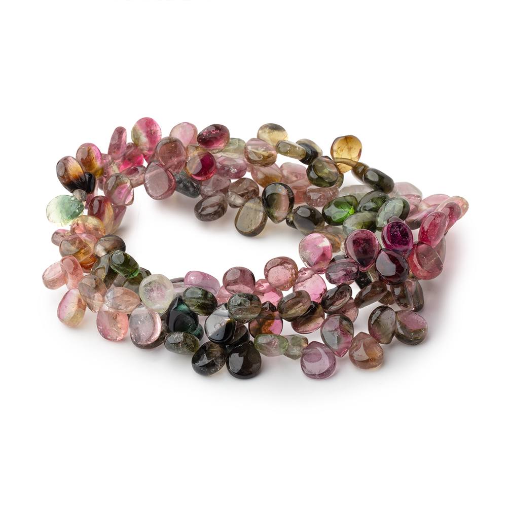 6-7mm Multi Color Tourmaline Plain Pear Beads 16 inch 125 pieces - Beadsofcambay.com