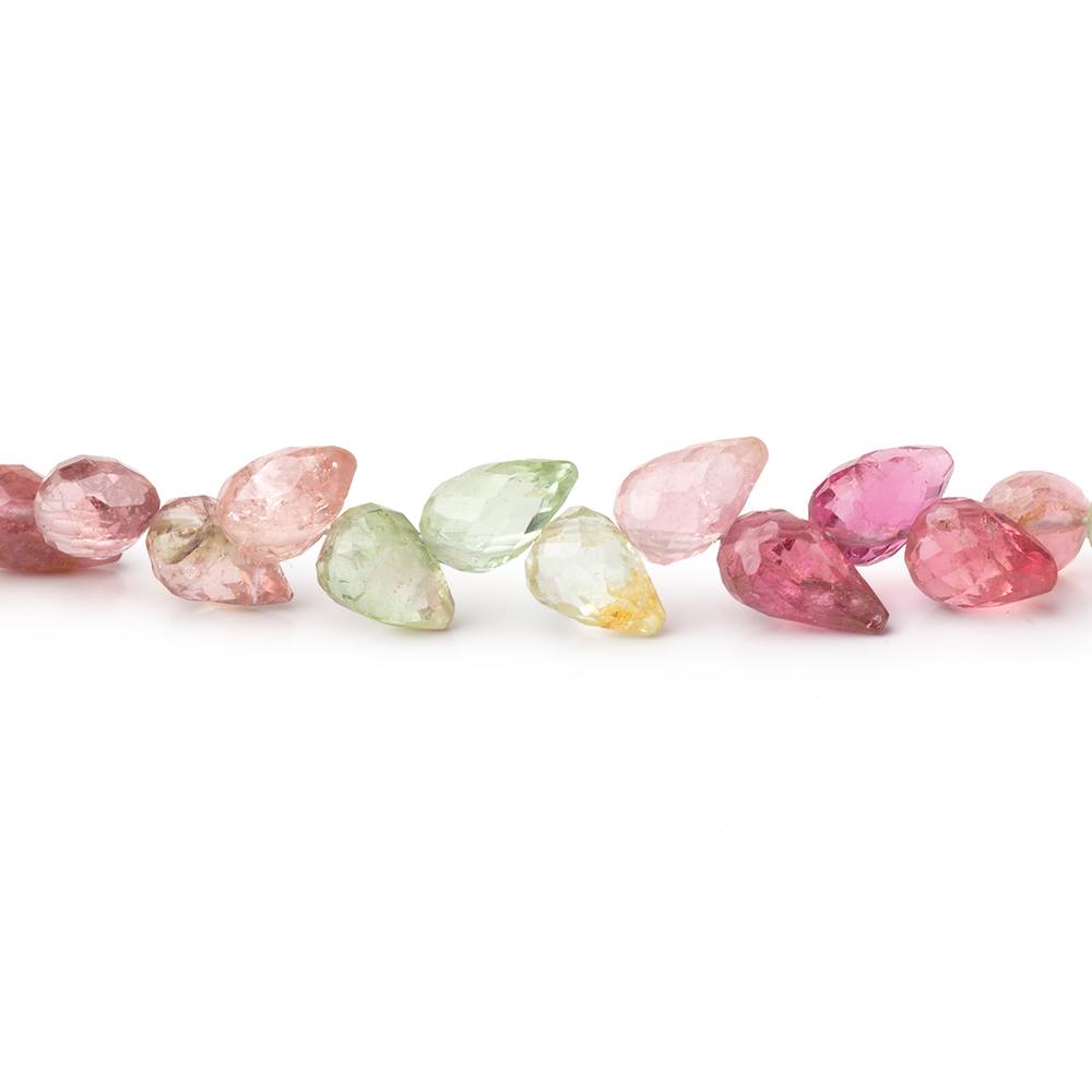 6-7mm Multi Color Tourmaline Shoulder Drill Tear Drop 4 inch 21 Beads AA - Beadsofcambay.com
