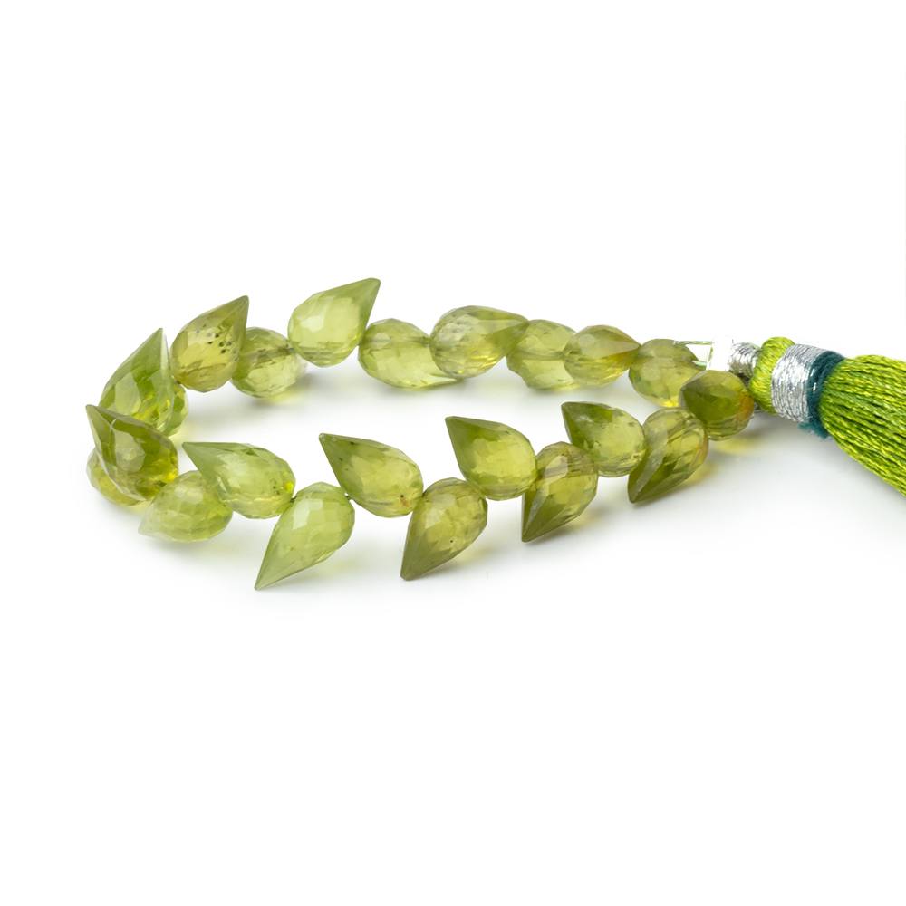 6 - 7mm Peridot Shoulder Drill Faceted Tear Drop 4 inch 22 Beads - Beadsofcambay.com