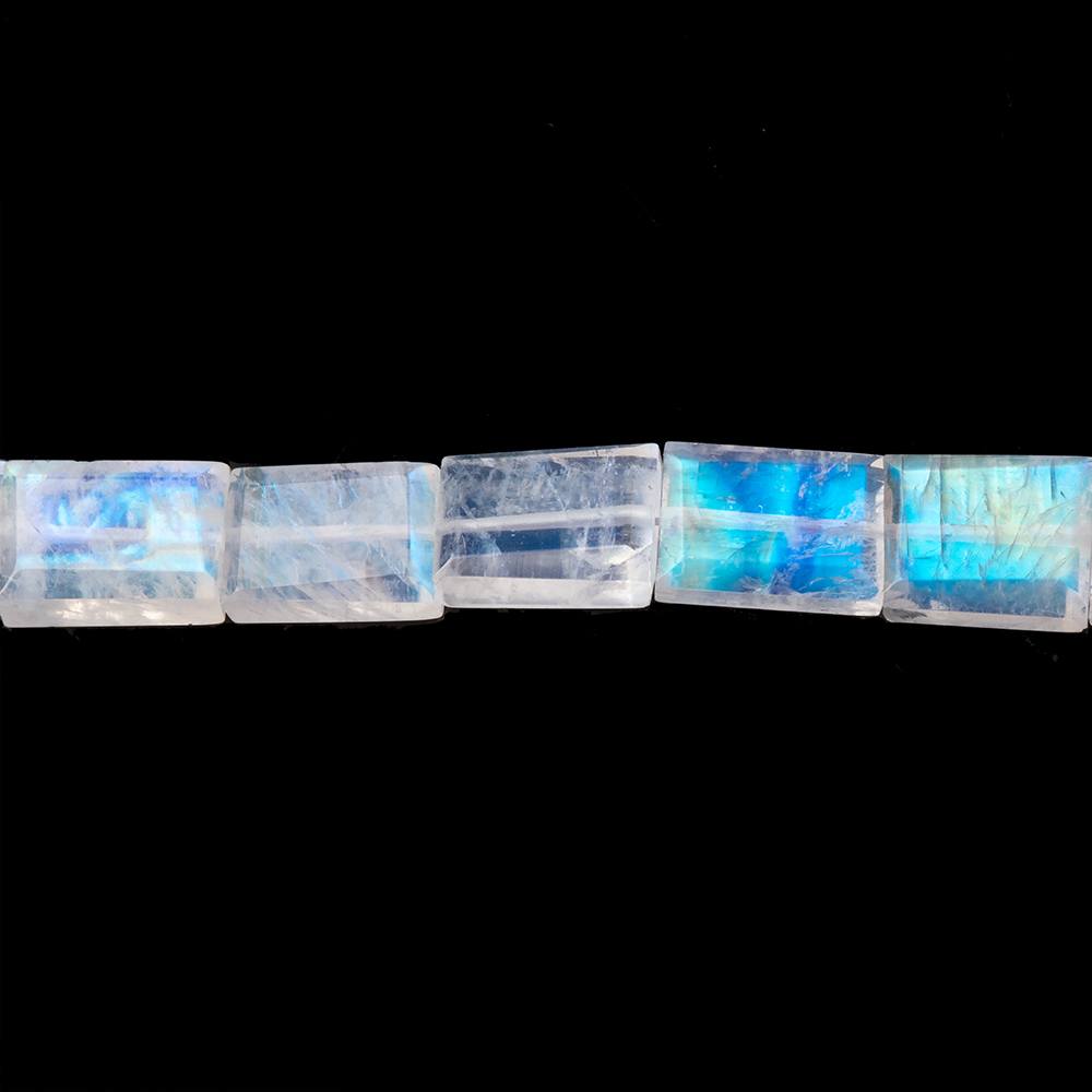 6-7mm Rainbow Moonstone Bevel Faceted Rectangles 7.5 inch 21 Beads AA - Beadsofcambay.com