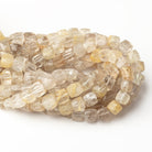 6 - 7mm Rutilated Quartz Faceted Cube Beads 8 inch 28 pieces - Beadsofcambay.com