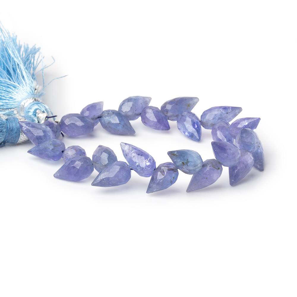 6 - 7mm Tanzanite Shoulder Drill Faceted Tear Drop 3.75 inch 20 Beads AA - Beadsofcambay.com