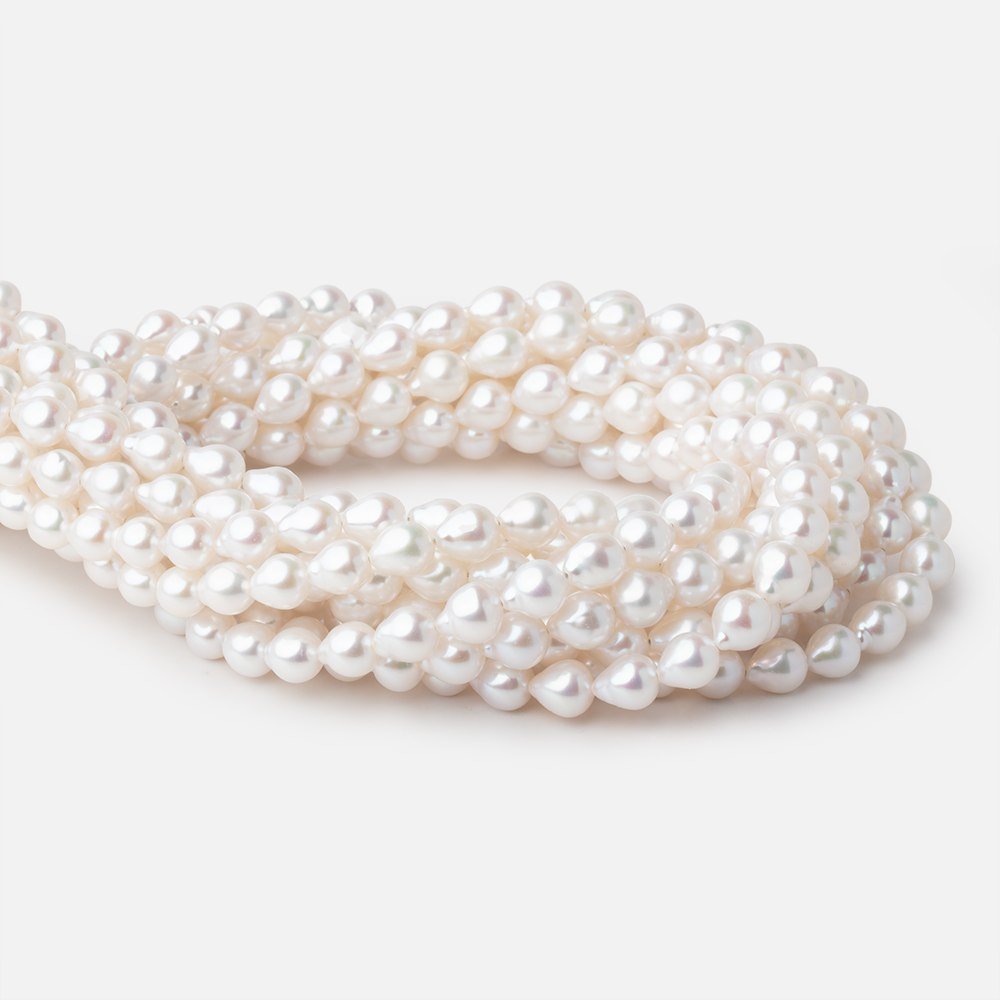 6 - 7mm White Chinese Akoya Saltwater Pearls 15.5 inch 54 Beads - Beadsofcambay.com