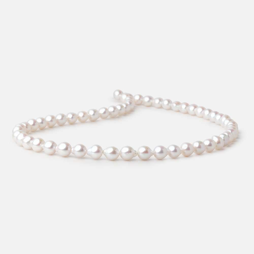 6 - 7mm White Chinese Akoya Saltwater Pearls 15.5 inch 54 Beads - Beadsofcambay.com