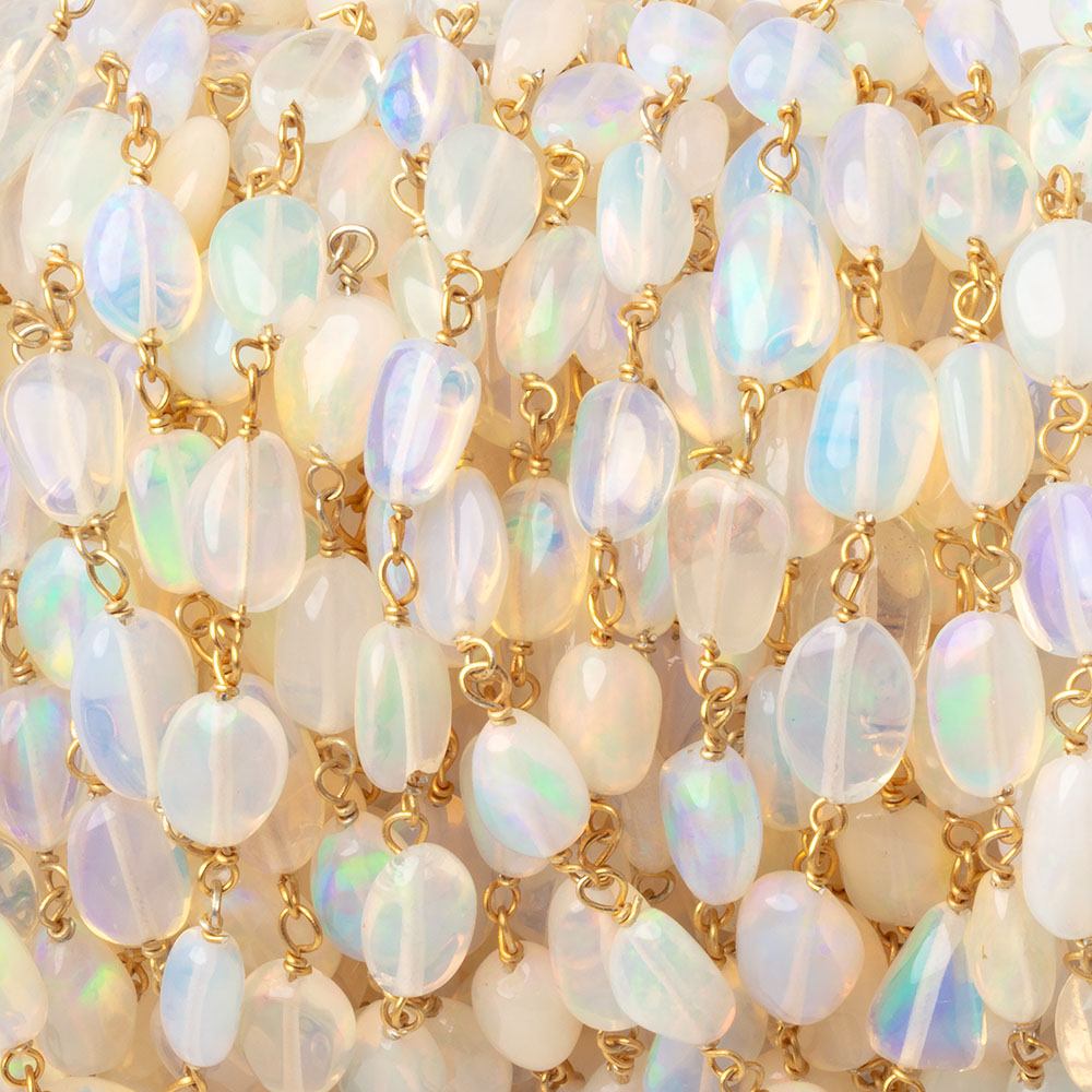 6-8mm Ethiopian Opal Plain Nuggets on Vermeil Chain - Beadsofcambay.com