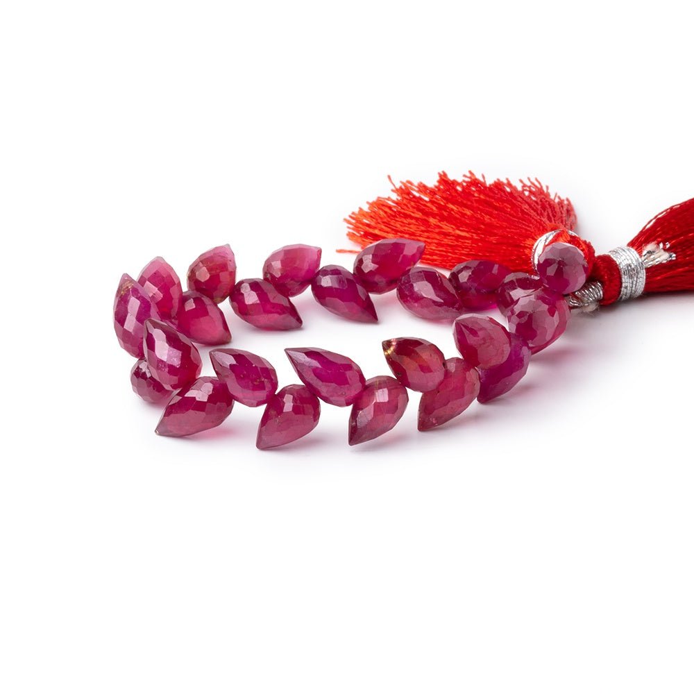 6 - 8mm Ruby Shoulder Drill Faceted Tear Drop 4 inch 24 Beads AAA - Beadsofcambay.com