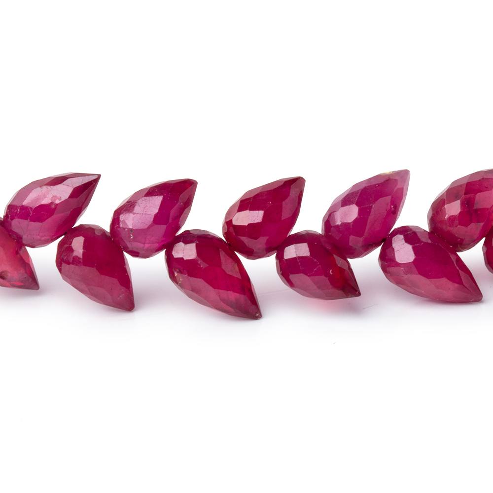 6 - 8mm Ruby Shoulder Drill Faceted Tear Drop 4 inch 24 Beads AAA - Beadsofcambay.com