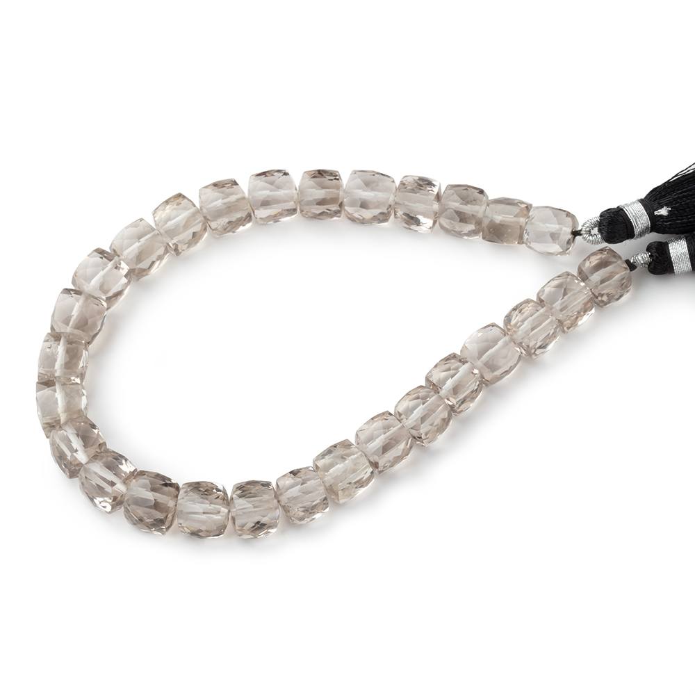 6 - 8mm Smoky Quartz Faceted Cube Beads 8 inch 28 pieces - Beadsofcambay.com