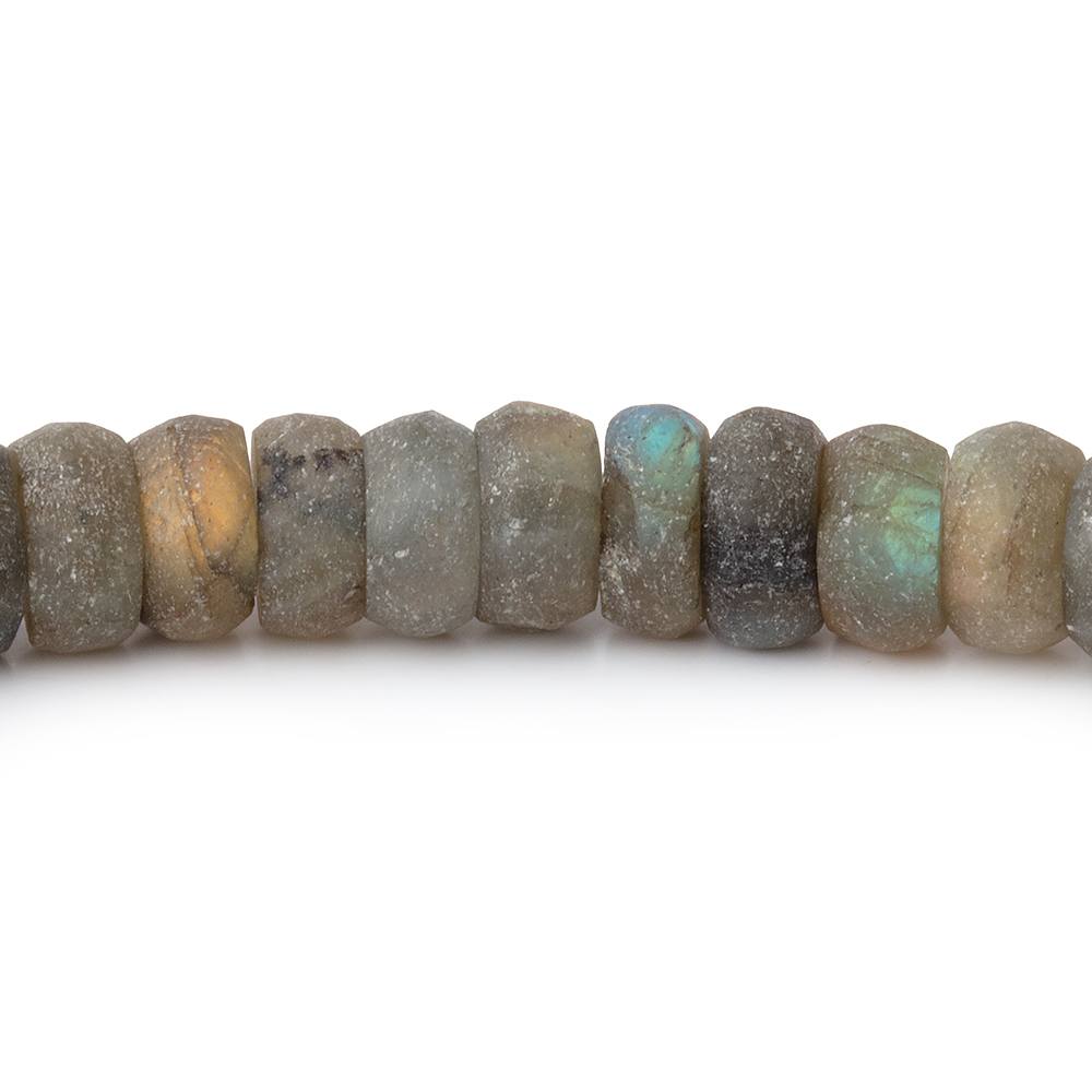6-7mm Frosted Labradorite Plain Rondelle Beads 7.5 inch 53 pieces - BeadsofCambay.com
