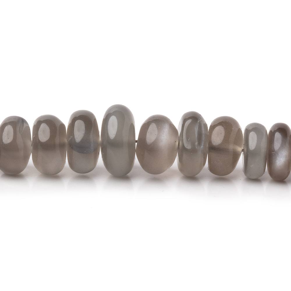4-8mm Platinum Grey Moonstone plain rondelles 18 inch 150 beads - BeadsofCambay.com