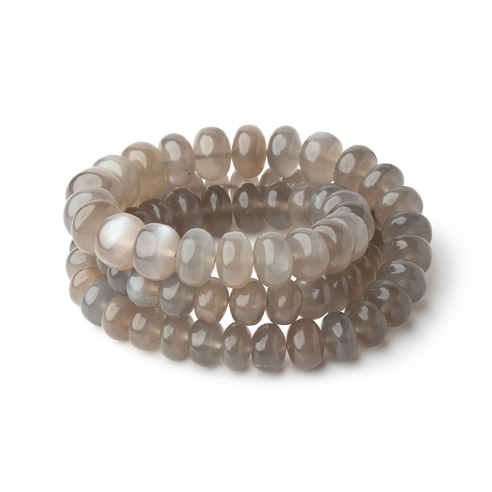 6.5 - 10mm Platinum Moonstone Plain Rondelle Beads 16 inch 75 pieces - Beadsofcambay.com