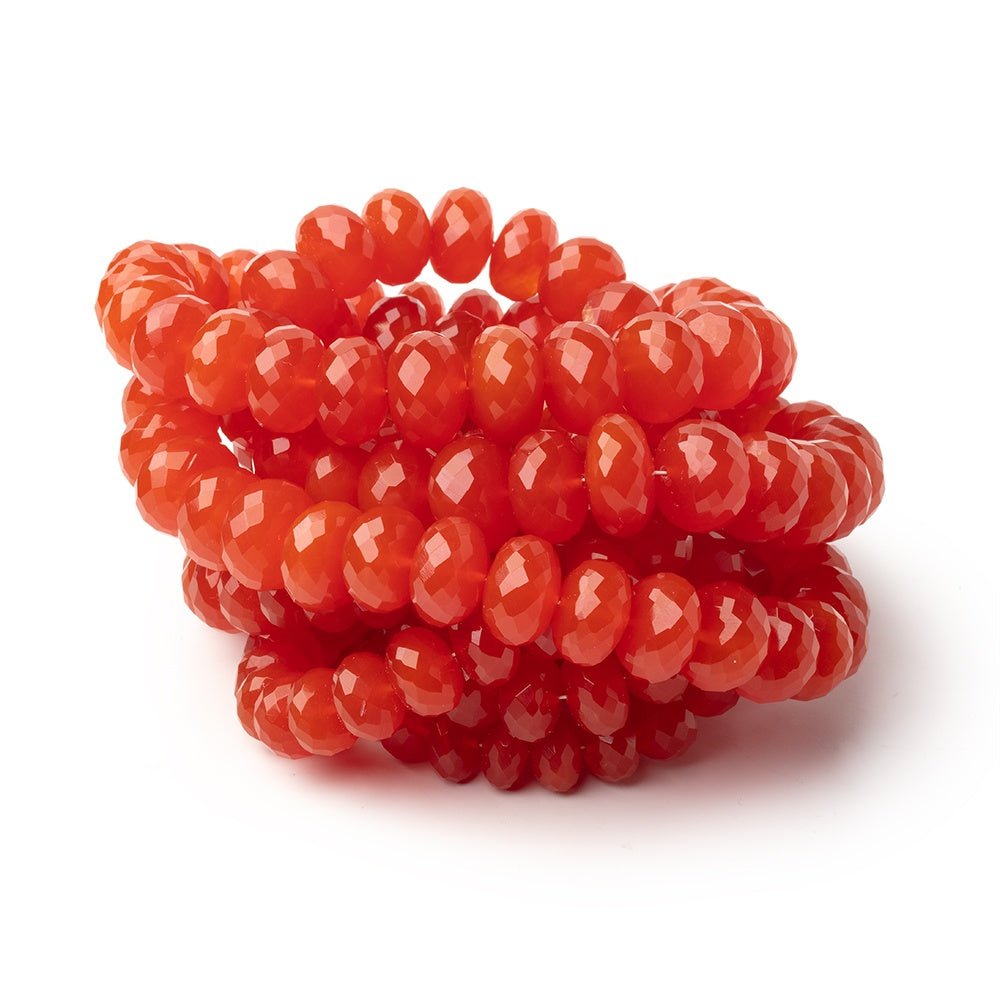 6.5 - 11mm Dark Carnelian Faceted Rondelle 16 inch 63 Beads AA - Beadsofcambay.com