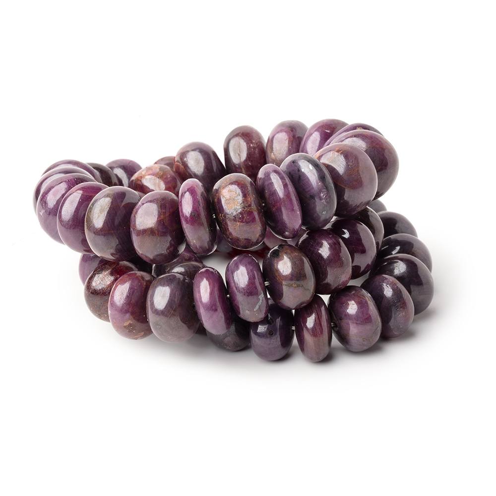 6.5 - 13.5mm Ruby Plain Rondelle Beads 16 inch 57 pieces - Beadsofcambay.com