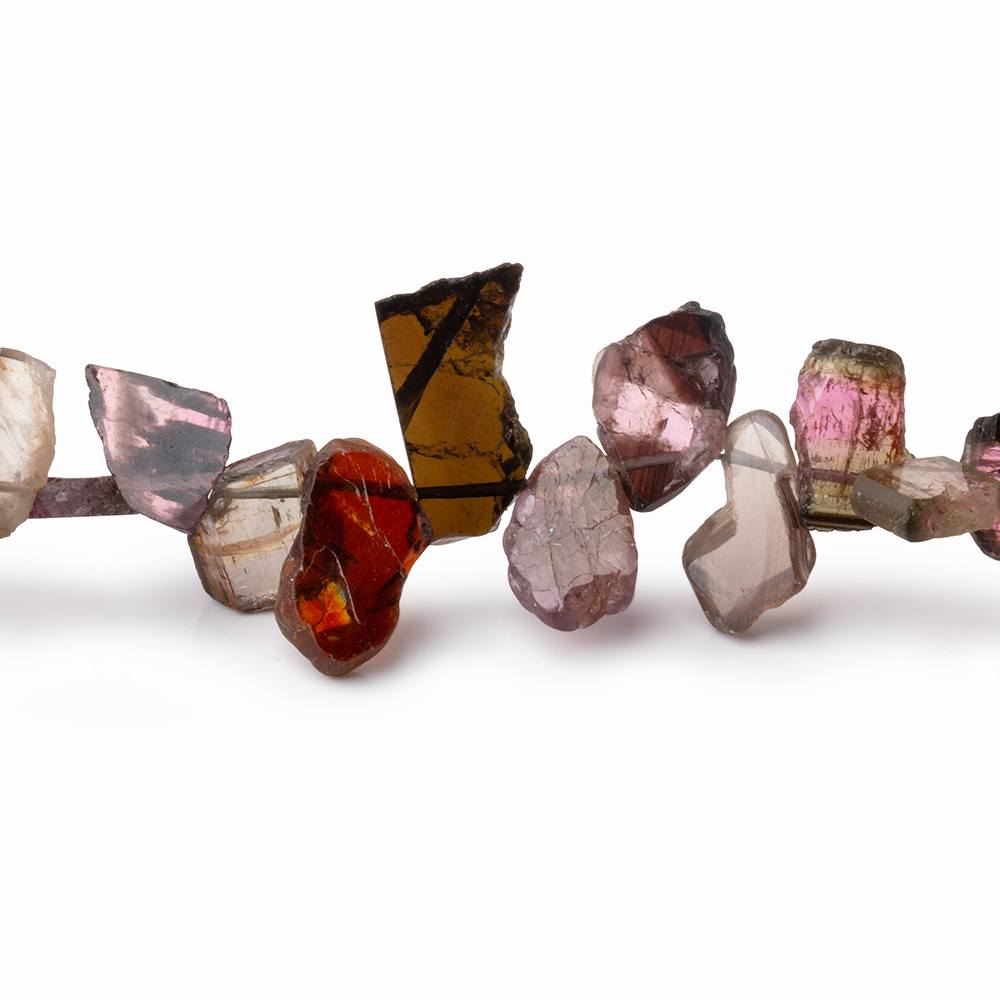 6.5 - 13mm Multi Color Tourmaline Slice Beads 7.75 inch 43 pieces - Beadsofcambay.com