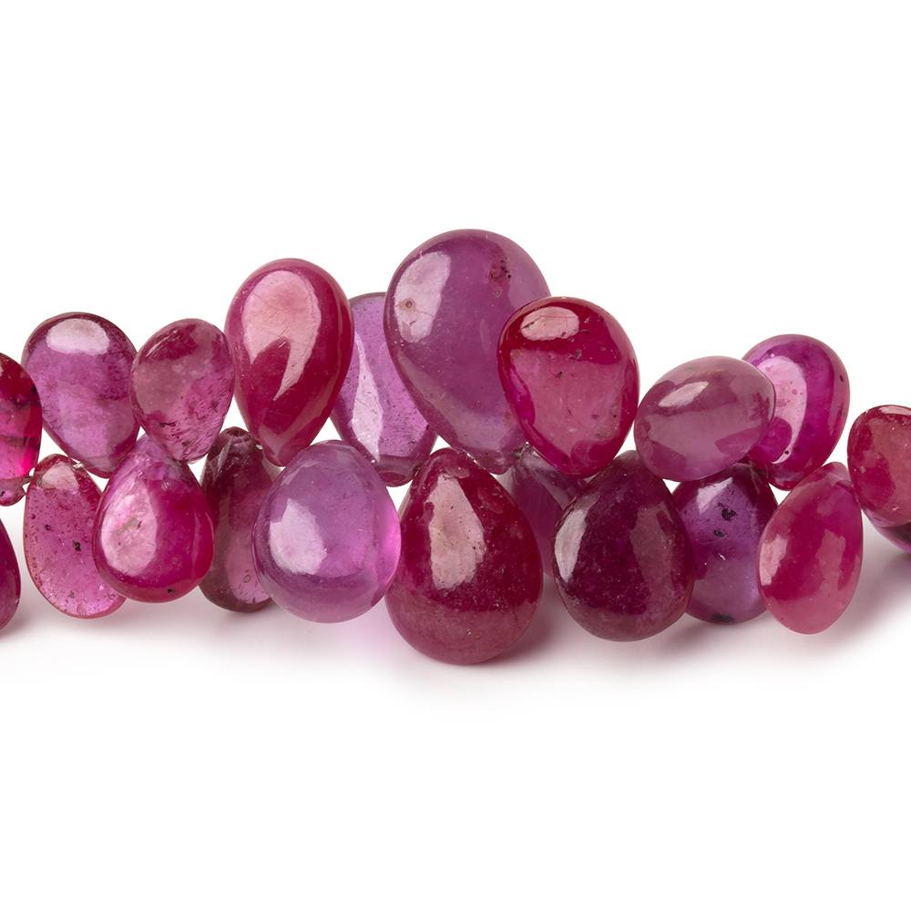 6.5 - 13mm Ruby Plain Pear Beads 7 inch 66 pieces - Beadsofcambay.com