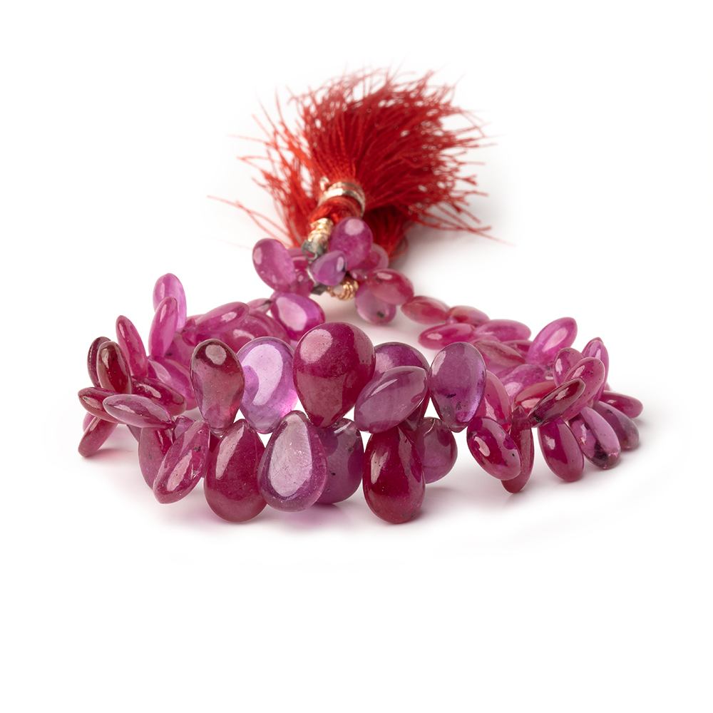6.5 - 13mm Ruby Plain Pear Beads 7 inch 66 pieces - Beadsofcambay.com