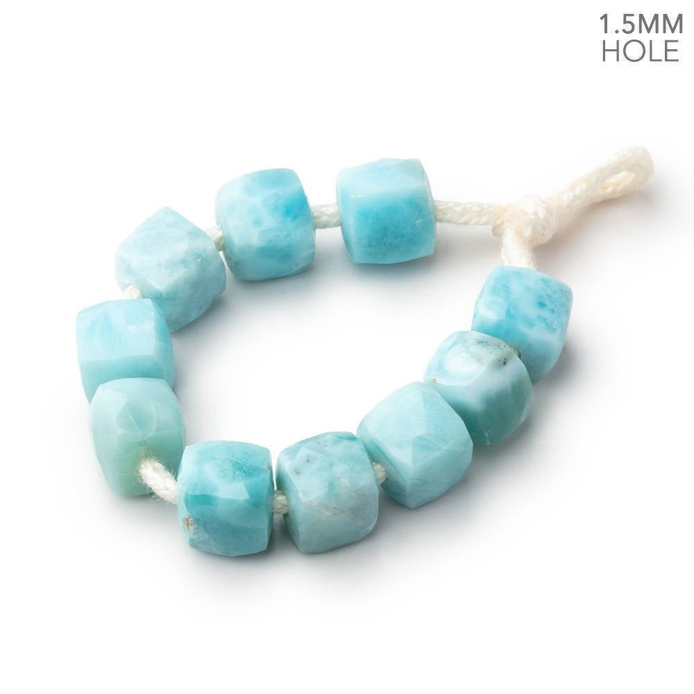 6.5-7mm Larimar 1.5mm Large Hole Faceted Cube Beads Set of 10 - Beadsofcambay.com