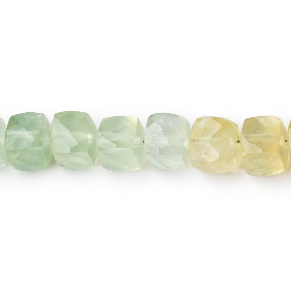 6.5 - 7mm Prehnite Faceted Cube Beads 8 inch 32 pieces - Beadsofcambay.com