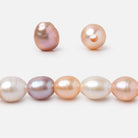 6.5-9mm Tri-Color Oval Large Hole Freshwater Pearls 7.5 inch 24 Beads - Beadsofcambay.com