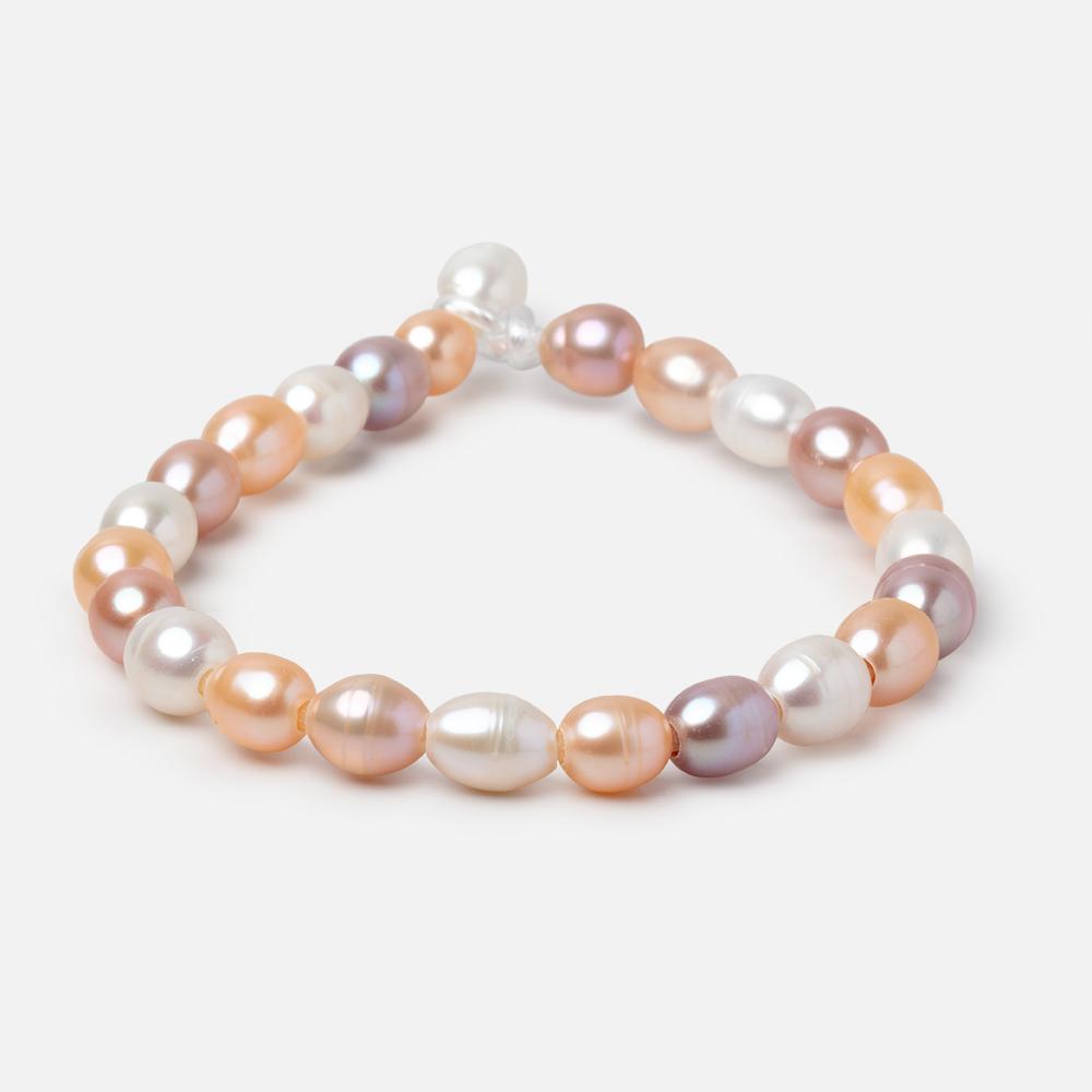 6.5-9mm Tri-Color Oval Large Hole Freshwater Pearls 7.5 inch 24 Beads - Beadsofcambay.com