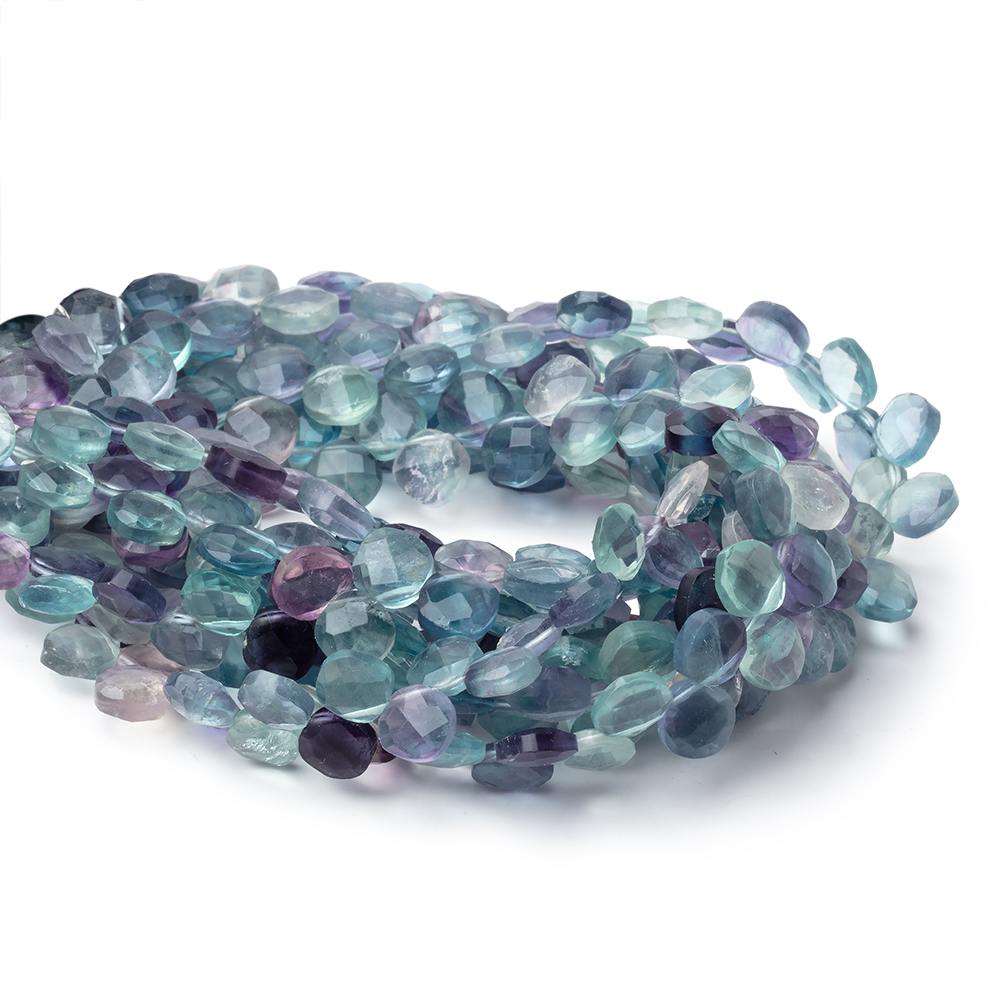 6.5mm Multi Color Fluorite Corner Drilled Pillow Beads 7.5 inch 45 pieces - Beadsofcambay.com