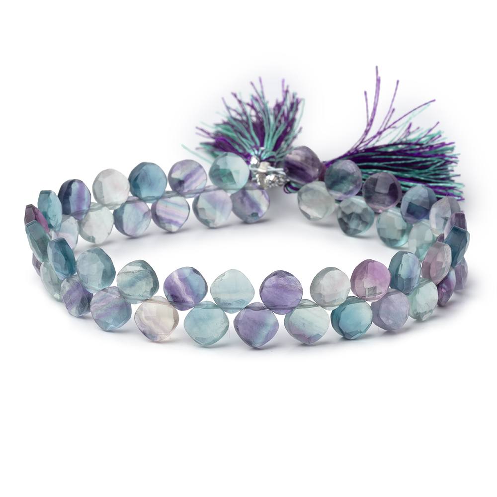 6.5mm Multi Color Fluorite Corner Drilled Pillow Beads 7.5 inch 45 pieces - Beadsofcambay.com