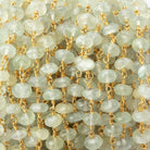 6.5mm Prehnite Faceted Rondelles on Gold Plated Chain - Beadsofcambay.com