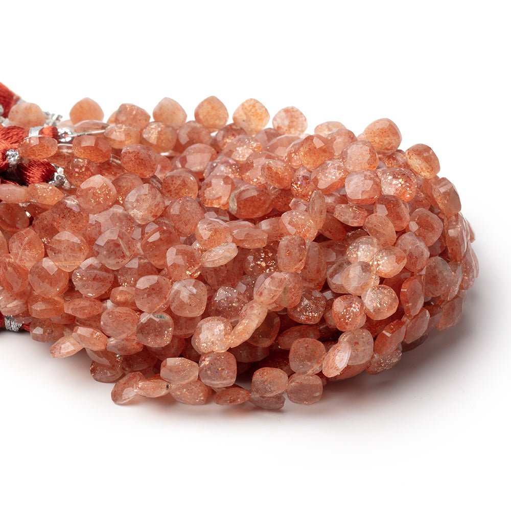 6.5mm Sunstone Corner Drilled Pillow Beads 7.5 inch 45 pieces - Beadsofcambay.com